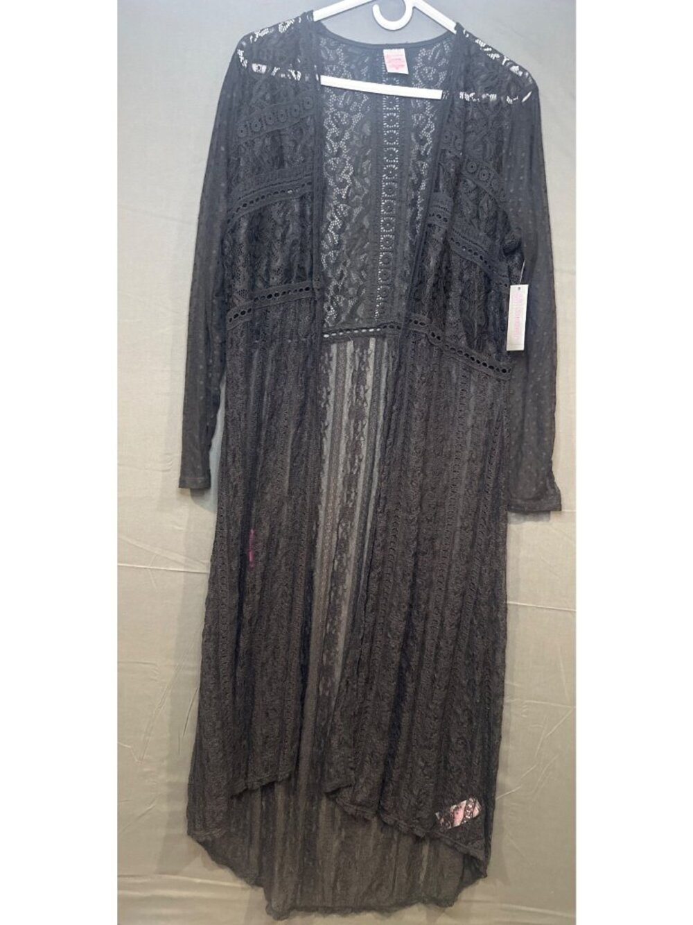 No Boundaries Womens L XL Black Lace Maxi Duster Cardigan NWT Boho Whimsigoth